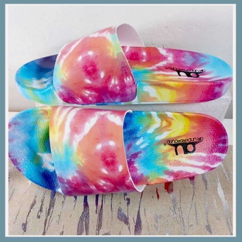 🌈 Air Underground Tie Dye Slides – Women’s Size 8 | Bright Colorful Sandal - Picture 5 of 8